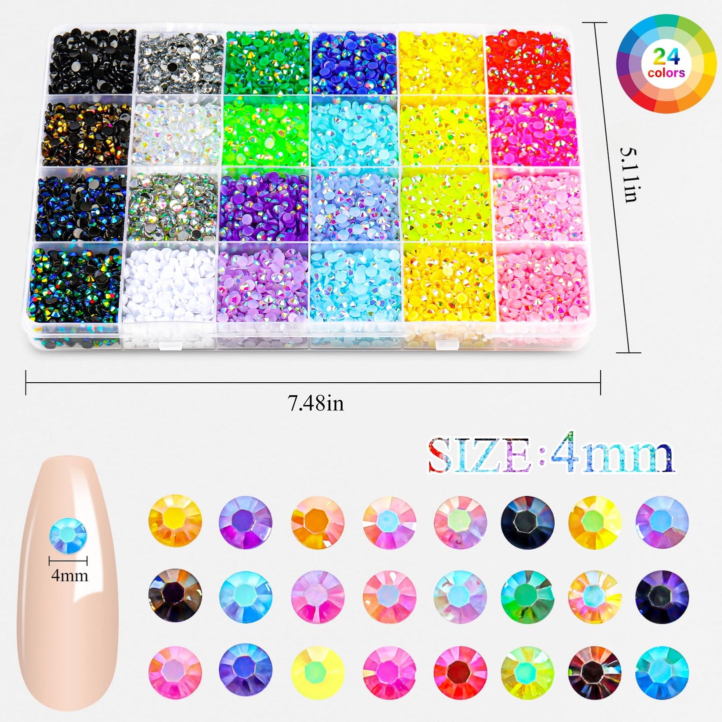 24 Colors Resin Jelly Rhinestones for Bedazzling Kit, 19200Pcs Multicolor 3mm Bedazzle Kits, Bedazzling Kit with Glue 3 PCS, Bedazzled Kits for Nail Art Crafting Book Makeup Clothing Shoes Diamond Art