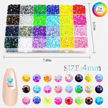 24 Colors Resin Jelly Rhinestones for Bedazzling Kit, 19200Pcs Multicolor 3mm Bedazzle Kits, Bedazzling Kit with Glue 3 PCS, Bedazzled Kits for Nail Art Crafting Book Makeup Clothing Shoes Diamond Art