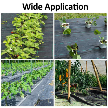 automoris 3ft*50ft Garden Weed Barrier Landscape Fabric, 3.2oz Woven Heavy Duty Garden Ground Cover, Weed Fabric Gardening Mat with 20 U-Shaped Securing Pegs+20 Gasket for Flower Bed