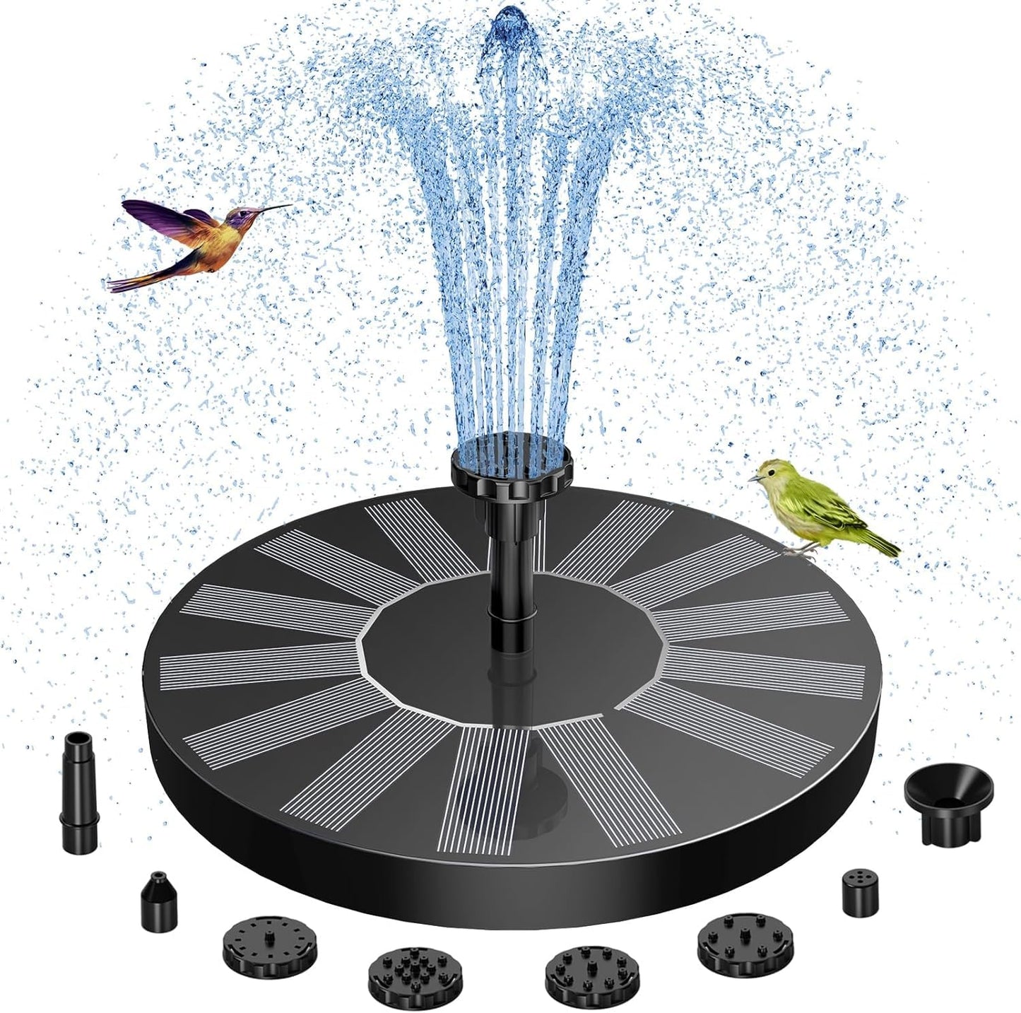 AISITIN Solar Fountain 2026 Upgraded, Water Fountain Outdoor with 8 Nozzles Set & 4 Fixed Pipes, Solar Powered Water Fountain Pump for Outdoor Garden, Pond, Pool, and Bird Bath