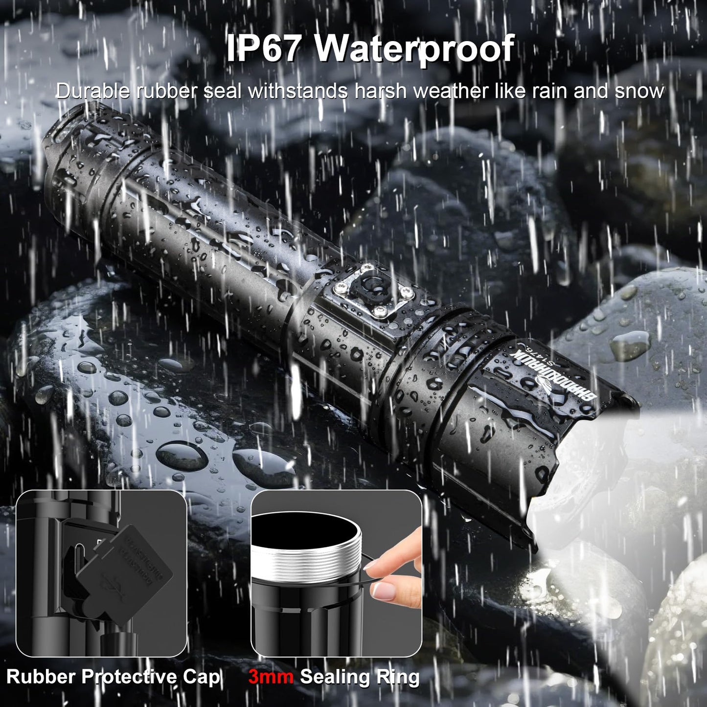 Shadowhawk Flashlight Rechargeable 1000000lm Flash Light Led flashlights high lumens, Super Bright Flashlight Tactical, XHP70.2 Powerful Flashlight USB,Waterproof Lampe de poche for Camping Emergency