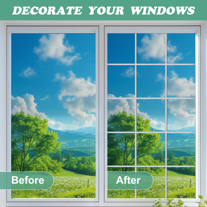 DECOHS 33 Ft Window Grille Inserts Grid Kit- TPE Self-Adhesive Peel and Stick Trim Molding- Flexible Moulding Trim Grid Inserts for Windows Door Frames Home Decoration