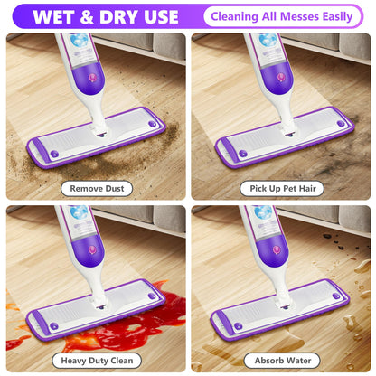 Reusable Pads Refills for Swiffer PowerMop - Microfiber Mop Replacement Pads for 13''-15'' Spray Mop - Machine Washable Wet Dry Mopping for Hardwood Laminate Tile Wood Vinyl Marble Home Kitchen