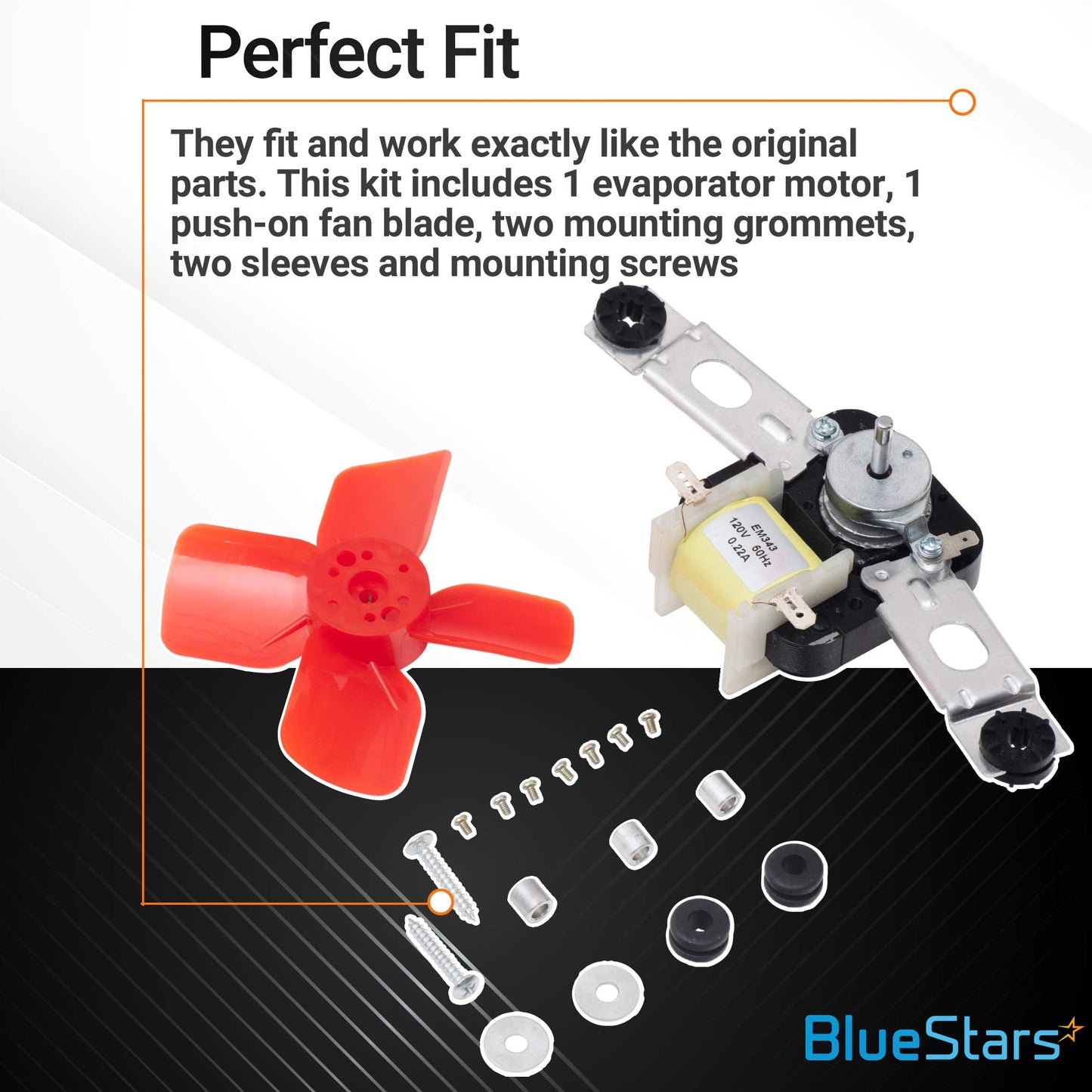 BlueStars Upgraded 482731 Evaporator Fan Motor Kit - Easy to Install - for Whirlpool Kenmore Refrigerators/Freezers - Replaces 0056801 1100473 PS376645 AP3110929 R0950025