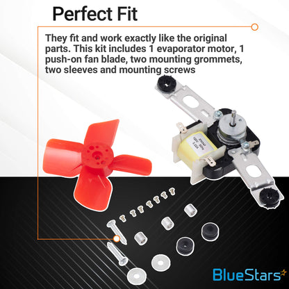 BlueStars Upgraded 482731 Evaporator Fan Motor Kit - Easy to Install - for Whirlpool Kenmore Refrigerators/Freezers - Replaces 0056801 1100473 PS376645 AP3110929 R0950025