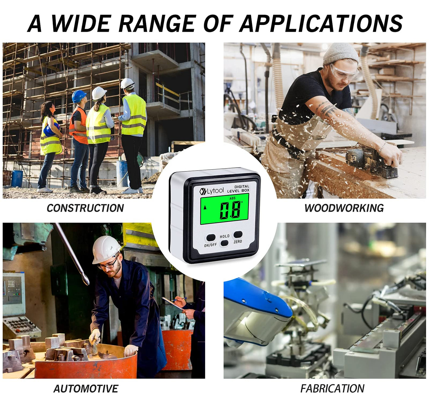 Digital Angle Finder, Lytool Digital Angle Gauge Magnetic,Inclinometer Level,Angle Measuring Tool with Backlight and Magnetic Base, Reading Quickly Stabilizes, for Woodworking, Construction, Machinery