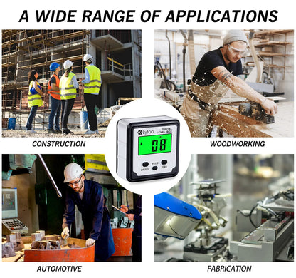 Digital Angle Finder, Lytool Digital Angle Gauge Magnetic,Inclinometer Level,Angle Measuring Tool with Backlight and Magnetic Base, Reading Quickly Stabilizes, for Woodworking, Construction, Machinery