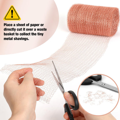 Angooni Copper Mesh,Pure Copper Wire Mesh 5in x 50ft Premium Copper Mesh Ideal for Hole Blocking, Rustproof Pure Copper Mesh Roll