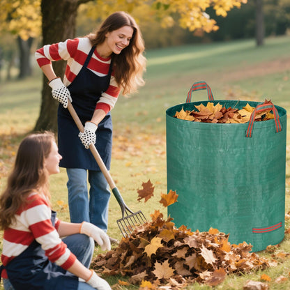 Doubleggs Reusable Yard Waste Bags, 72 Gallon Lawn and Leaf Bags 4 Pack with Reinforced Handles and Gardening Gloves, Heavy Duty Standable Garden Waste Bags for Leaves, Grass, Camping, Recycling