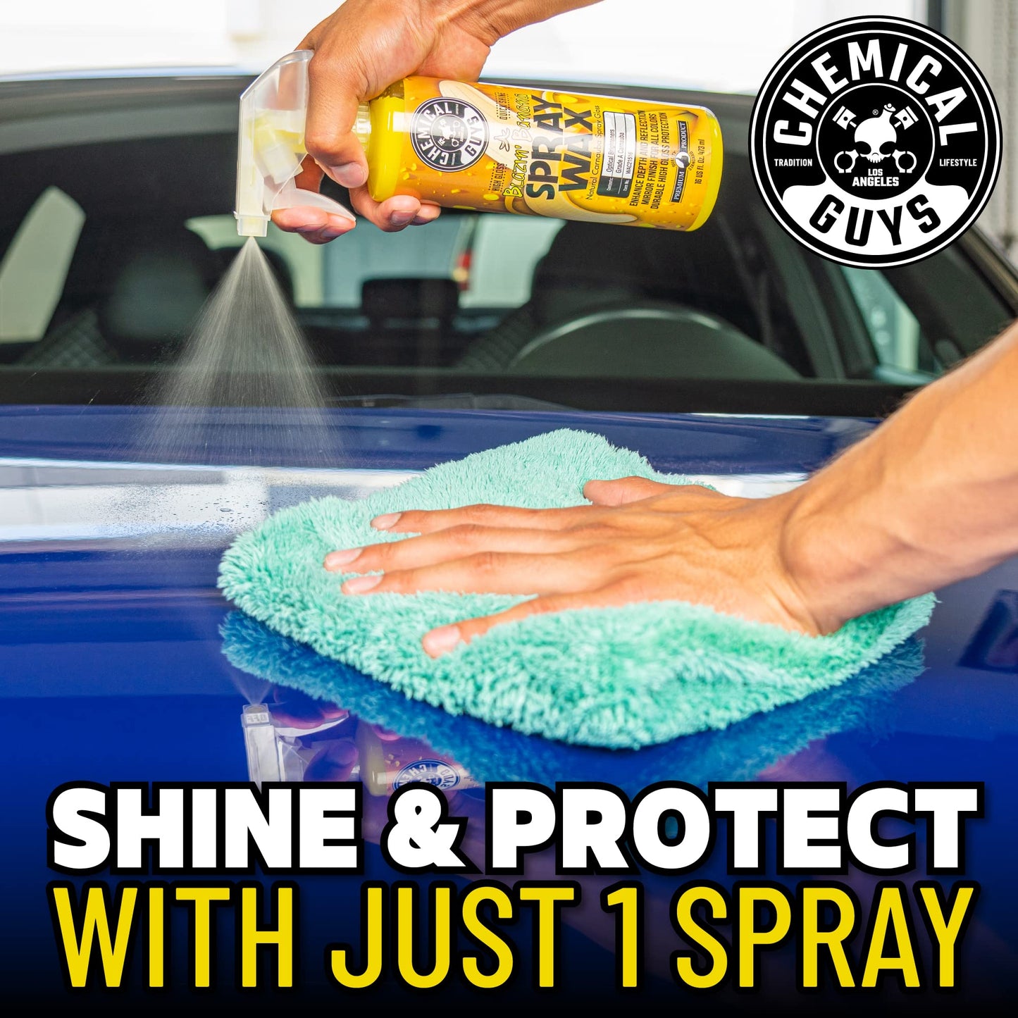 Chemical Guys Blazin' Banana Spray Wax for Car Shine & Protection - Natural Carnauba Formula for Glossy Finish on Paint, Chrome, Metal & Glass - Easy Spray-On, Wipe-Off Application, 473 ml