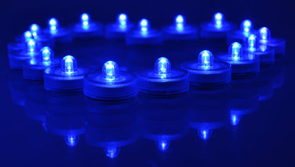 Samyo Set of 36 Waterproof Wedding Submersible Battery LED Tea Lights Underwater Sub Lights- Wedding Centerpieces Party Decorate (Blue)
