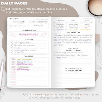 Clever Fox Self-Care Journal – Daily Reflection Notebook – Mental Health & Personal Development Planner, Meditation & Mood Log, Pocket (Seashell)