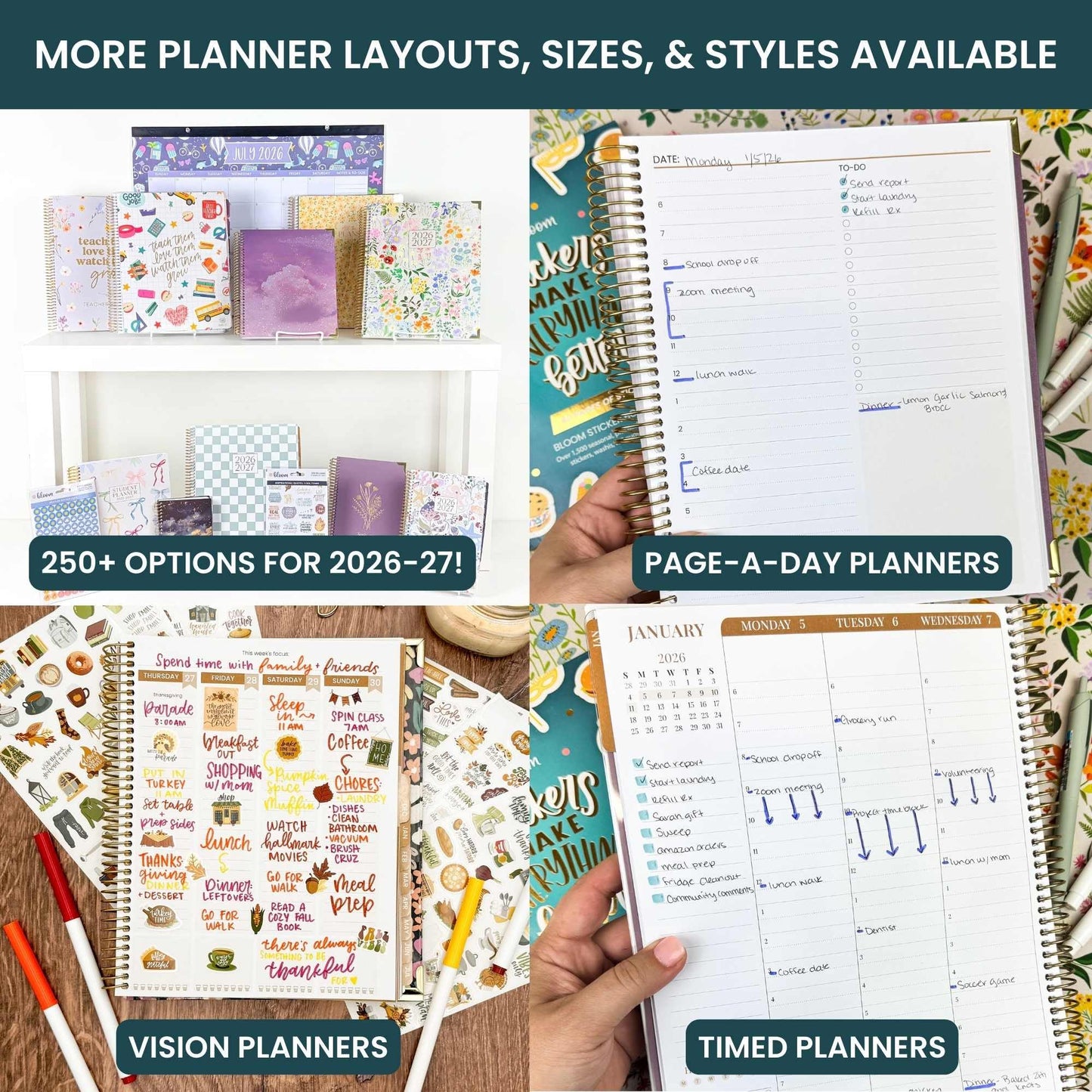 bloom daily planners 2026-2027 (8.5" x 11") Academic Year Day Planner (July 2026 - July 2027) - Weekly & Monthly Dated Agenda Organizer with Stickers & Tabs - Blooming Wildly