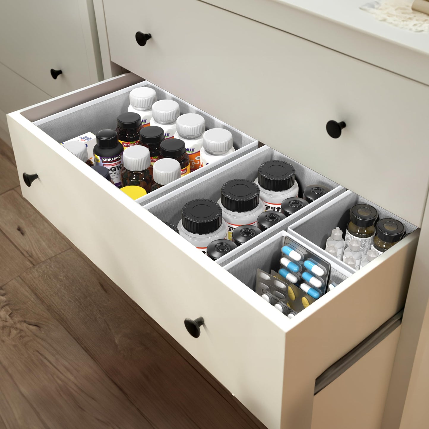 Simple Houseware Foldable Storage Basket Box Closet Dresser Drawer Divider Bins Organizer for Clothes,Underwears, Bras, Set of 6, Grey