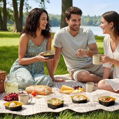 ZEAYEA 100 Pieces Aluminum Foil Baking Cups with Lids, 5.7 oz Disposable Ramekins Cupcake Containers, Square Cupcake Muffin Liners Cups for Party Mother's Day Wedding Christmas Birthday