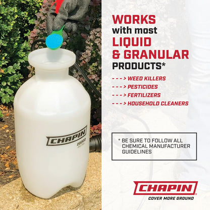 Chapin 20004 Sprayer Tank, Lawn and Garden, Hand Pump Pressured, Anti-Clog Filter, Adjustable Spray Nozzle, Spray Plants, Watering, Weeds, Fertilizer and Pests, White, 1 Gallon (4.5 Liters)