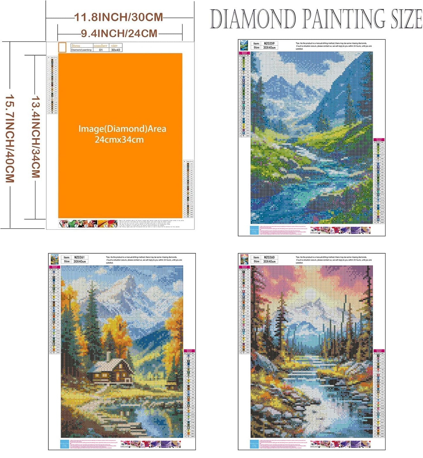 3 Pack Diamond Painting Kits for Adults, 5D Landscape Diamond Art Kits for Beginner, DIY Full Drill Gem Art Kits for Home Decor Wall Art and Crafts 12x16 Inch