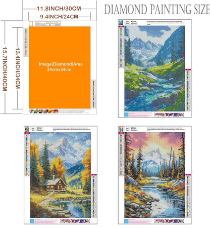 3 Pack Diamond Painting Kits for Adults, 5D Landscape Diamond Art Kits for Beginner, DIY Full Drill Gem Art Kits for Home Decor Wall Art and Crafts 12x16 Inch