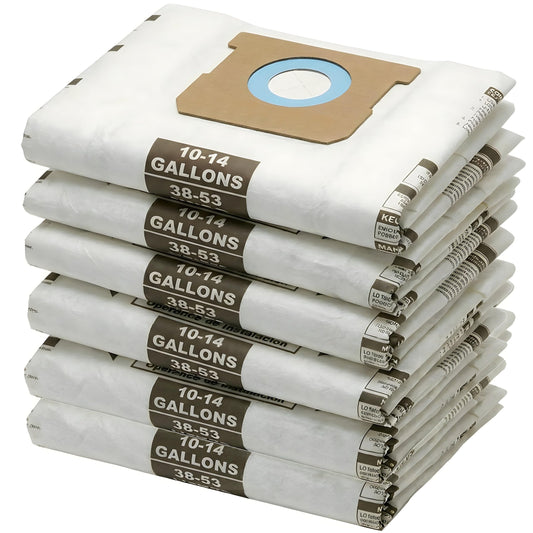 6 Pack Shop Vac Bags, Replacement Vacuum Bags for Shop Vac 10-14 Gallon Type F 90662 9066200 9066233 & Type I 90672 9067200 9067233, VF2005, Disposable High Efficiency Filter Bags