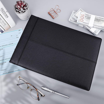 Antner 7 Ring Business Checkbook Binder for Business Checks, 600 Checks Capacity, PU Leather Check Binder with Zipper Pouch, Executive Check Book Binder Holder Portfolio for 9 x 13" Sheets, Black