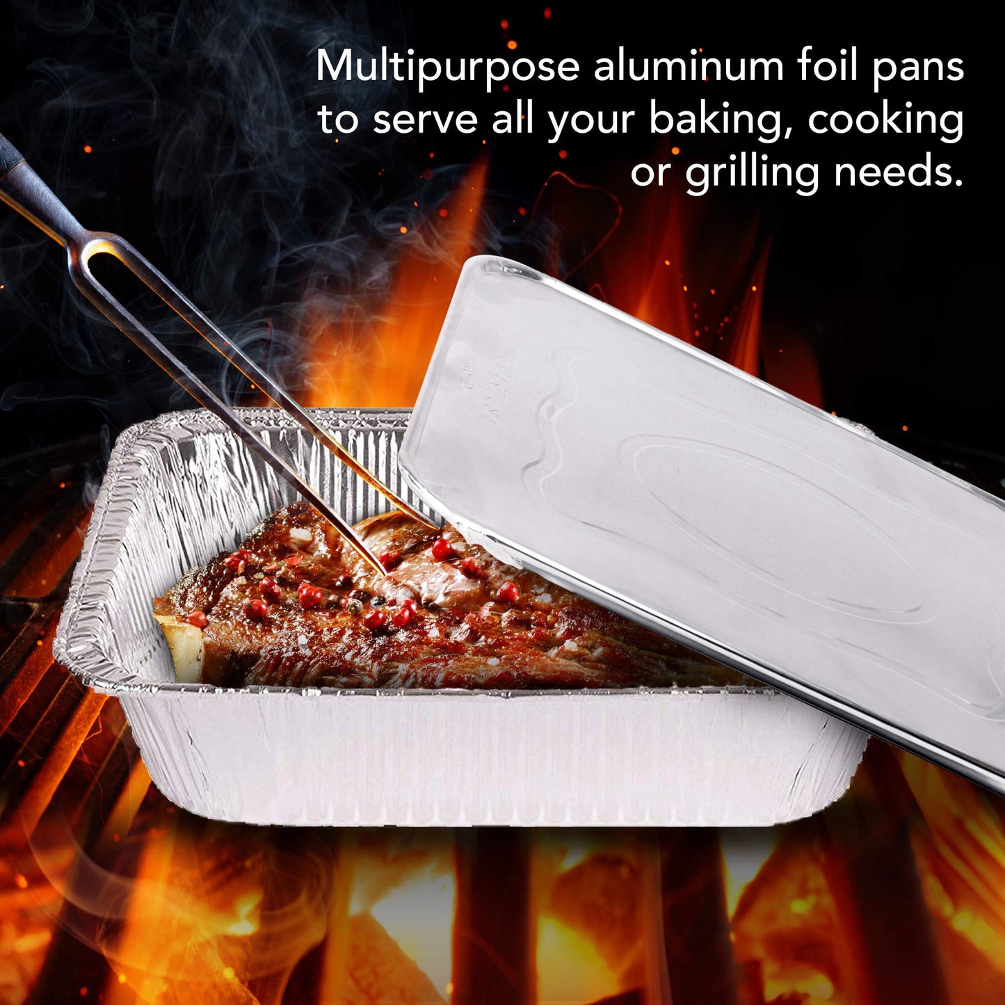 Disposable Aluminum Pans with Lids 9x13 (25 Pans and 25 Lids), Food Containers for Baking, Cooking, Heating, Storing and Prepping