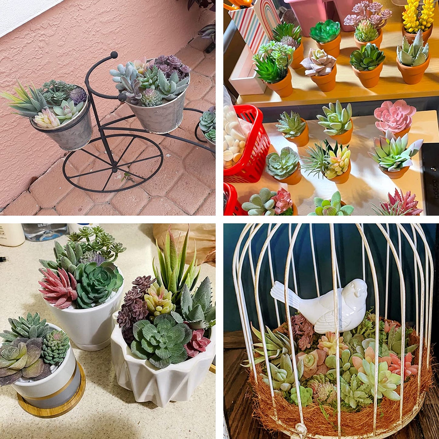 CEWOR 20pcs Artificial Flocked Succulents Mini Fake Succulent Plants Faux Premium Decor for DIY Crafting Home Floral Wall Garden Arrangement Office Decoration (Unpotted)