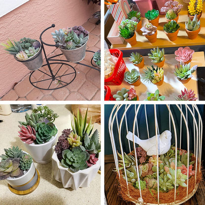 CEWOR 20pcs Artificial Flocked Succulents Mini Fake Succulent Plants Faux Premium Decor for DIY Crafting Home Floral Wall Garden Arrangement Office Decoration (Unpotted)