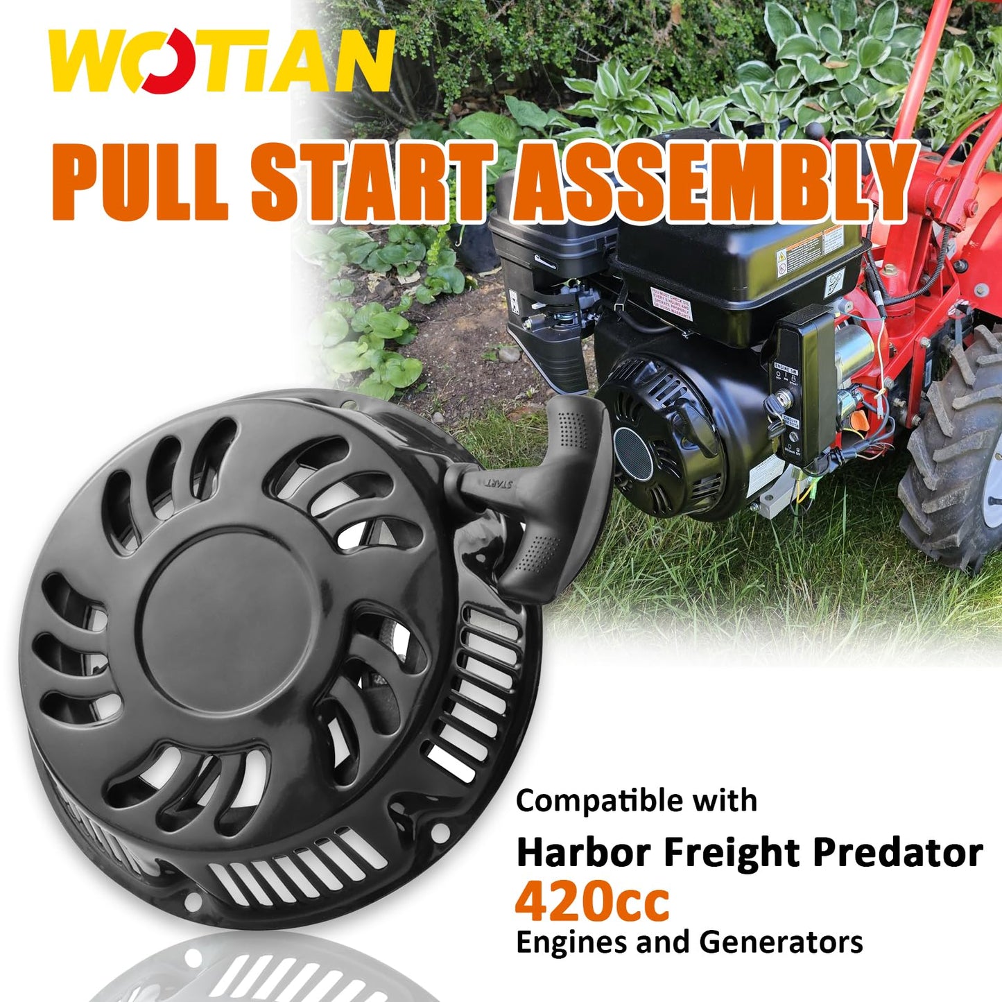 WOTIAN 420cc Recoil Starter Assembly for Predator Pull Start 13hp Engine Replacement Parts 60340/60349 for Pressure Washers/Water Pumps/Blowers/Generator