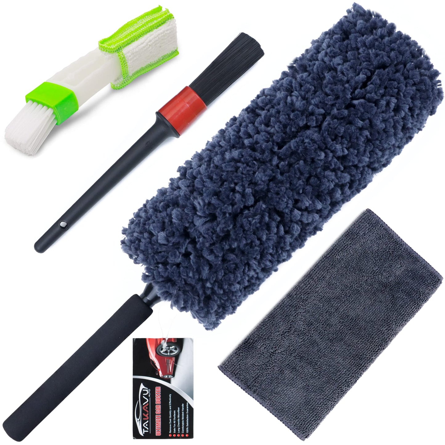 Car Duster Kit, Ultra Soft Microfiber Duster with Storage Bag, Unbreakable Handle, Lint & Scratch Free, Exterior or Interior Use, Pollen Remover, Best Car Accessories for Cleaning SUV Home