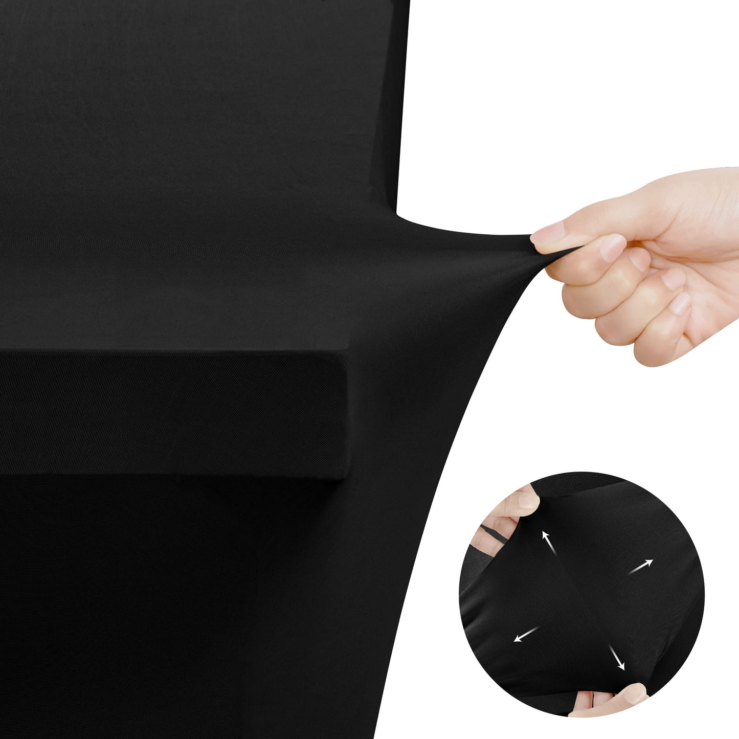 Utopia Kitchen Spandex Tablecloth 2 Pack [6FT, Black] Tight, Fitted, Washable and Wrinkle Resistant Stretch Rectangular Patio Table Cover for Event, Wedding, Banquet & Parties [72Lx30Wx30H] Inch