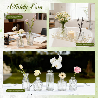 Der Rose 12pcs Small Glass Bud Vases Bulk, Clear Flower Vases for Home Dining Table & Wedding Centerpieces Decor