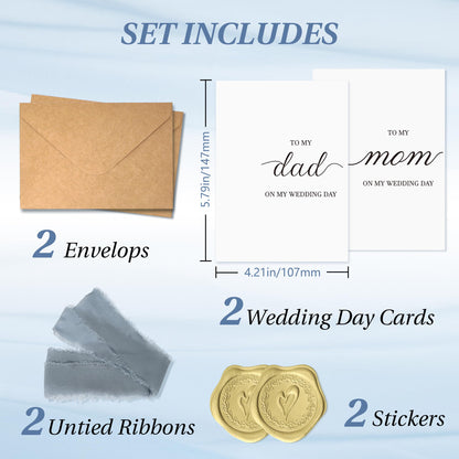 Set of 2 To My Dad and Mom on My Wedding Day Card – Thank You Gift from Bride and Groom, Heartfelt Parents Appreciation Card