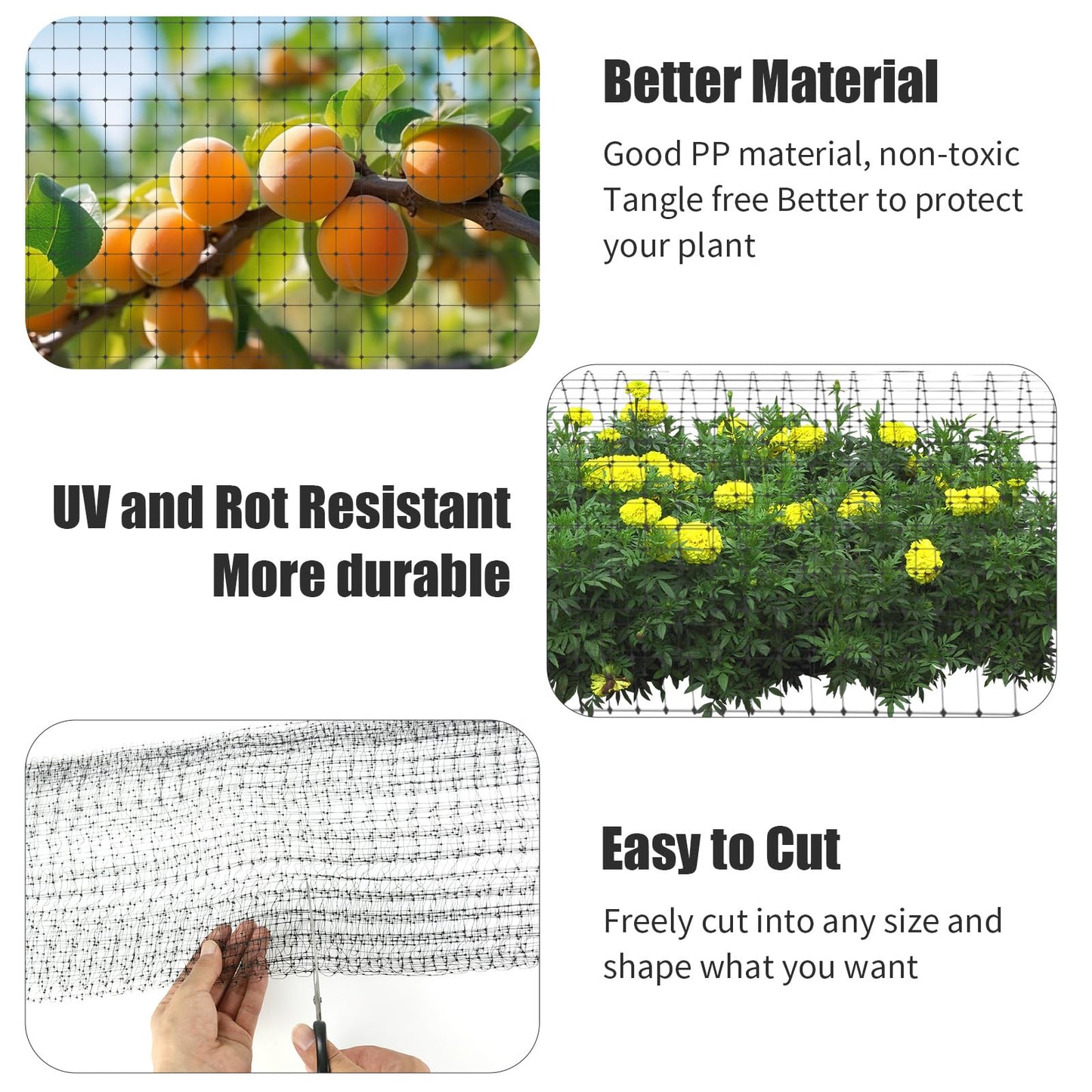 Bird Netting for Garden 7 x 100 Feet, Black Garden Protection Netting Heavy Duty Wire Mesh Net Barrier, Protect Plants Fruits Trees from Rodents Birds Deer Poultry Reusable Animal Fencing (1)
