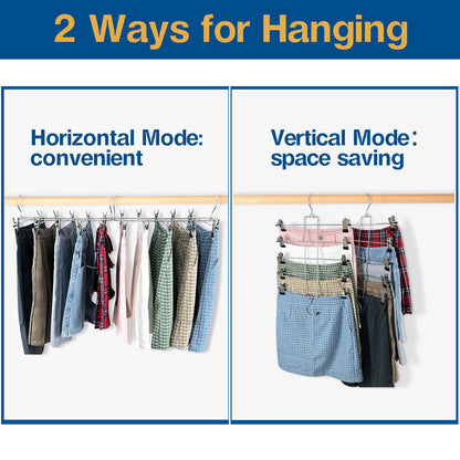 3 Piece Skirt Hanges Space Saving, Pants Hangers with Clips 5 Tier,Closet Organizers and Storager,Clothes Hanger Space Saver,Closet Organization for Skirt,Trousers,Jeans,Legging