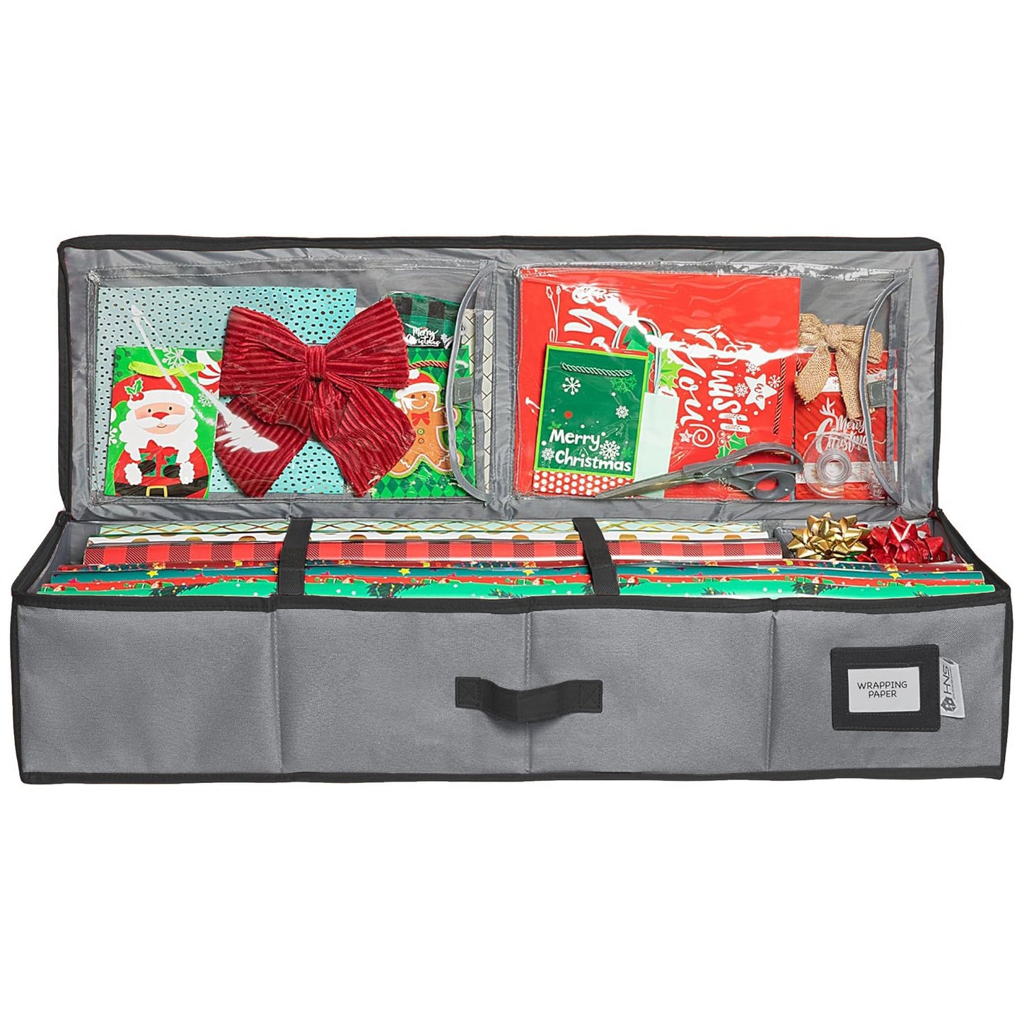 Wrapping Paper Storage Container – Fits up to 27 Rolls 1 3/8” Diam. - Underbed Gift Wrap Organizer Bags, Wrapping Paper Rolls, Ribbon, and Bows - Under Bed- Durable Material 600D - Up to 40” Rolls