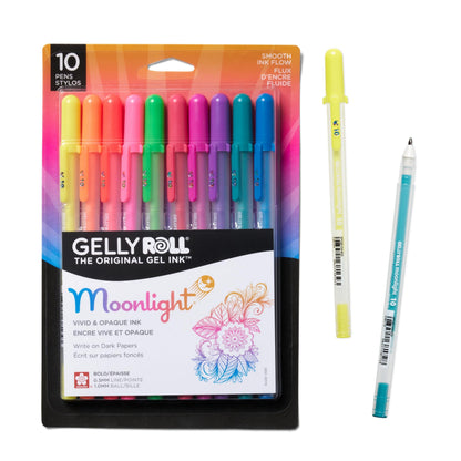 Sakura Gelly Roll Moonlight 10 Gel Pens - Bold Point Ink Pen for Journaling, Art, or Drawing - Assorted Bright Ink - Bold Line - 10 Pack