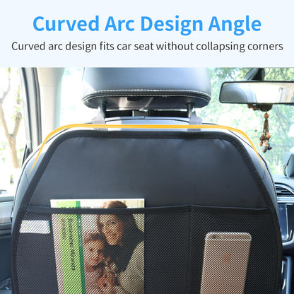 Viaviat Car Seat Protector Large Kick Mat 2 Pack Durable Water Resistant Auto Seat Back Covers with 2 Mesh Pockets Protection Against Dust Mud Scratches (Black, 2-Pack)