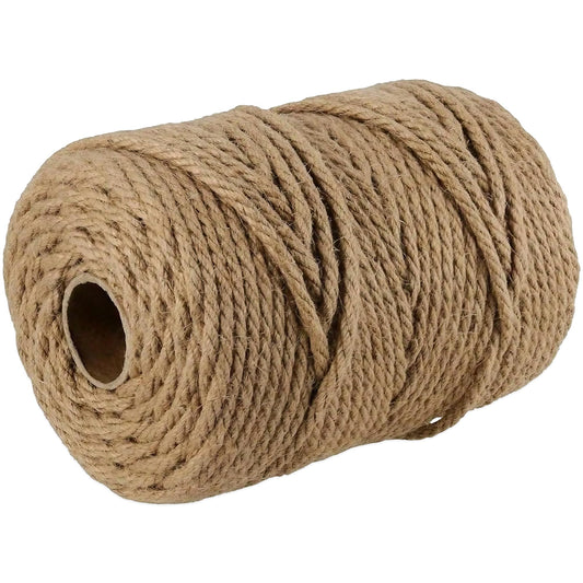 5MM Jute Twine 100 Meters Heavy Duty Natural Hemp Rope, Strong Brown Craft String for DIY Projects, Cat Scratcher, Gardening, Bundling, Camping, Gift Wrapping, Home and Outdoor Decoration (328Ft/100M)