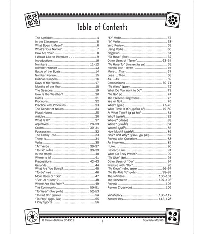 Carson Dellosa Skills for Success Spanish Workbook, Parts of Speech, Grammar, Sentence Building Skills, and More, Middle and High School Classroom or Homeschool Curriculum