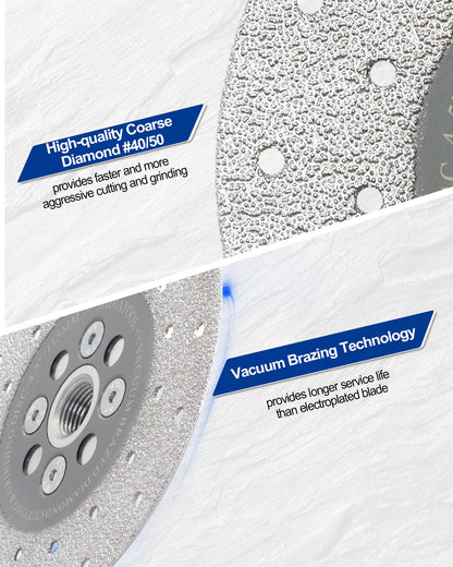 SHDIATOOL 4 Inch Diamond Cutting Grinding Disc Fits 5/8-11 Arbor for Marble Ceramic Double Sided Vacuum Brazed Fast Cutting Shaping Grinding Wheel