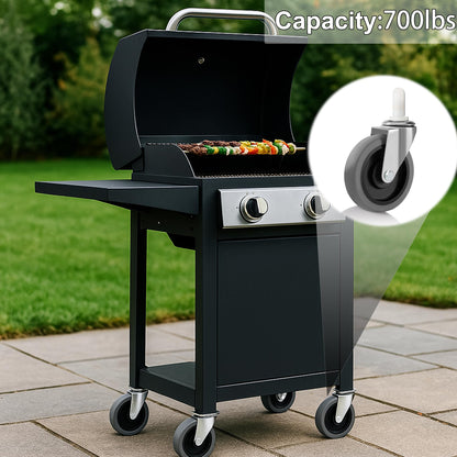 Swivel Stem Caster 4 Inch, Heavy Duty 7/16" Stem Diameter Rubber Wheel,Smooth Rolling TPR Replacement Wheels for Rubbermaid Models 7570-L2,7571,7580,7581,7582 7583