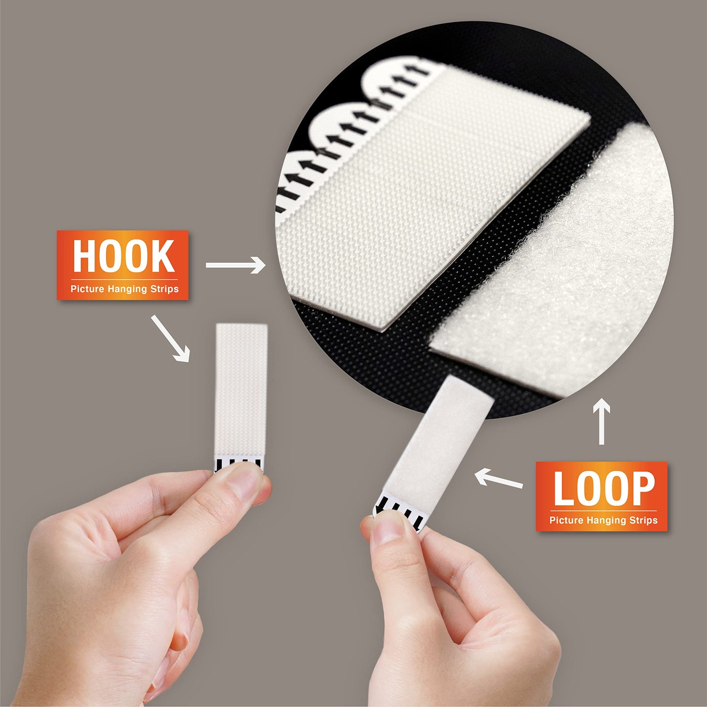 60-Pairs(120 Strips) Large Picture Hanging Strips Heavy Duty, Removable Hook and Loop Tape, Picture Hanger Damage Free, Waterproof Adhesive Strips for Frame Hanging