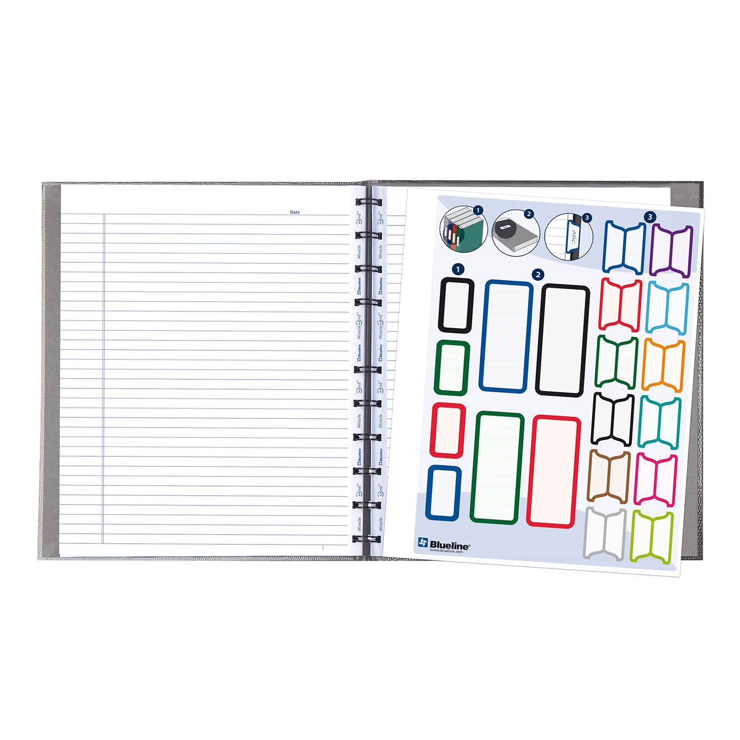 Blueline MiracleBind™ Notebook, Lizard-Like Hard Cover, 11" x 9-1/16", 150 Pages, Gray (AF11150.97)