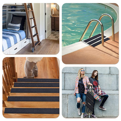 Qingluan Grip Tape, Anti Slip Tape Outdoor/Indoor Waterproof, Non Slip Tape for Stair Steps, Tread Staircases, Ramps, Skateboards (Black Tape, 5.9" x 33Ft)