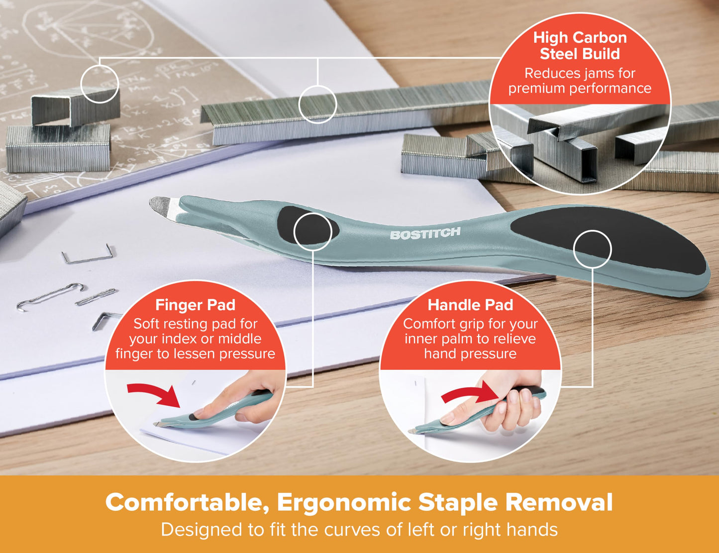 Bostitch Titan Heavy Duty Metal Stapler, 50 Sheet Capacity with 1250 Staples and Ergonomic Staple Remover, Jam Free Stapling, Full Strip Stapler for Desk, Office and Classroom, Sage