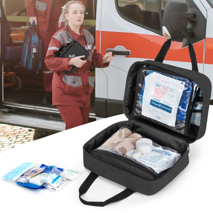 CURMIO Small First Aid Bag, Empty Emergency Trauma Kit Organizer Bag for Hiking, Camping, Car, Travel, Home and Outdoor, Accessories Not Included, Empty Bag, Black