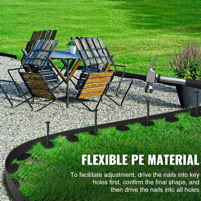 40 FT Landscape Edging No Dig, 2 in.Tall Garden Edging Border with 33 Anchoring Spikes and 1 PCS Connectors for Landscaping Garden, Flower Beds, and Lawn