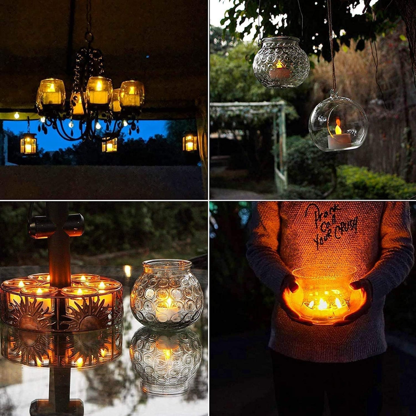 Solar Candle Lights Outdoor Waterproof - 8 Pack Rechargeable Flickering Tea Lights Solar Powered Reusable LED Candles Flameless Lamp Nightlights for Lanterns Garden Camping Home Decor, 2.3''x2.1''