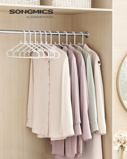SONGMICS Plastic Hangers 30 Pack, Space-Saving Clothes Hangers, Lightweight Hangers, White UCRP009W30