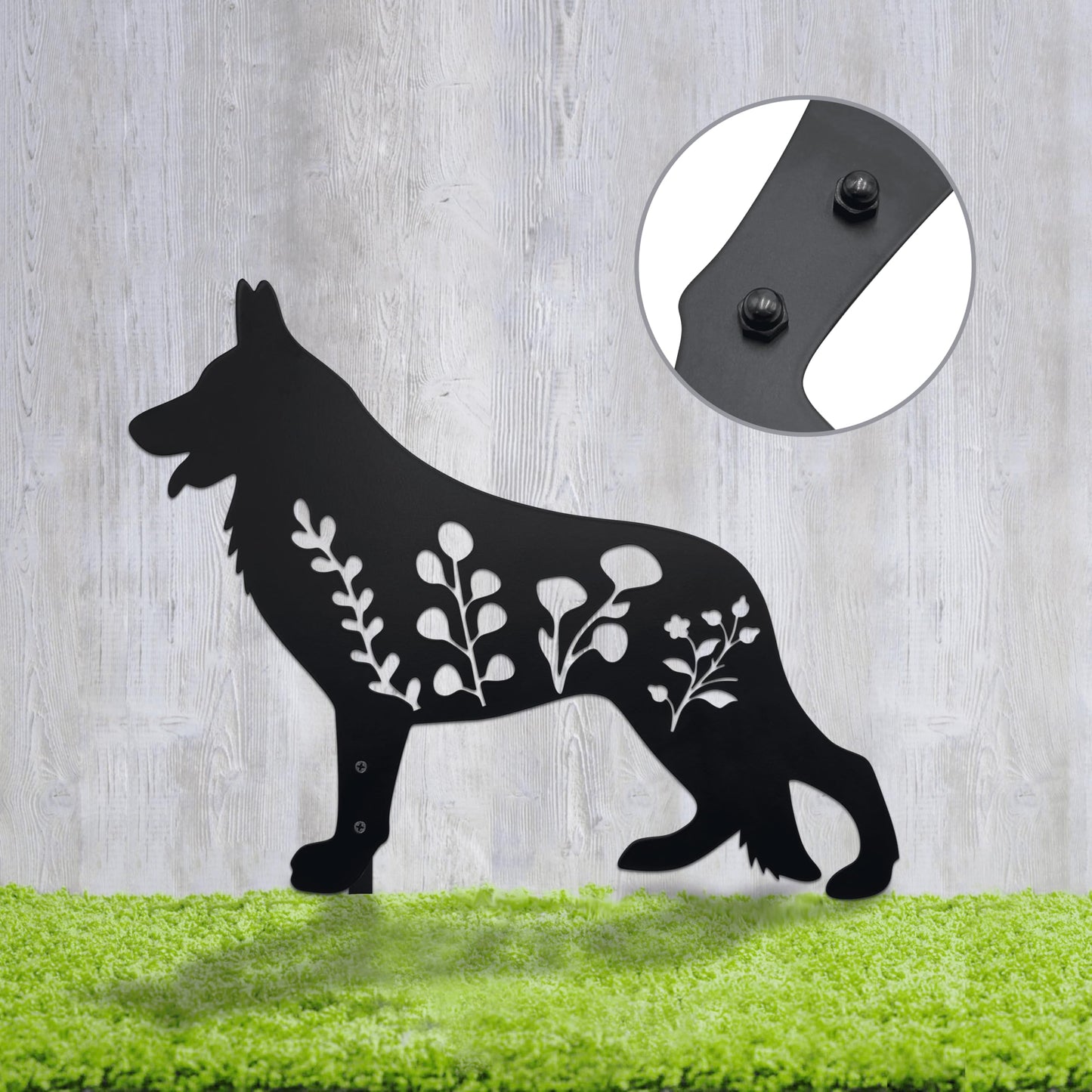 Urbraneco German Shepherd Garden Stake - Handcrafted Outdoor Decor for Dog Lovers, Durable Yard Art Statue